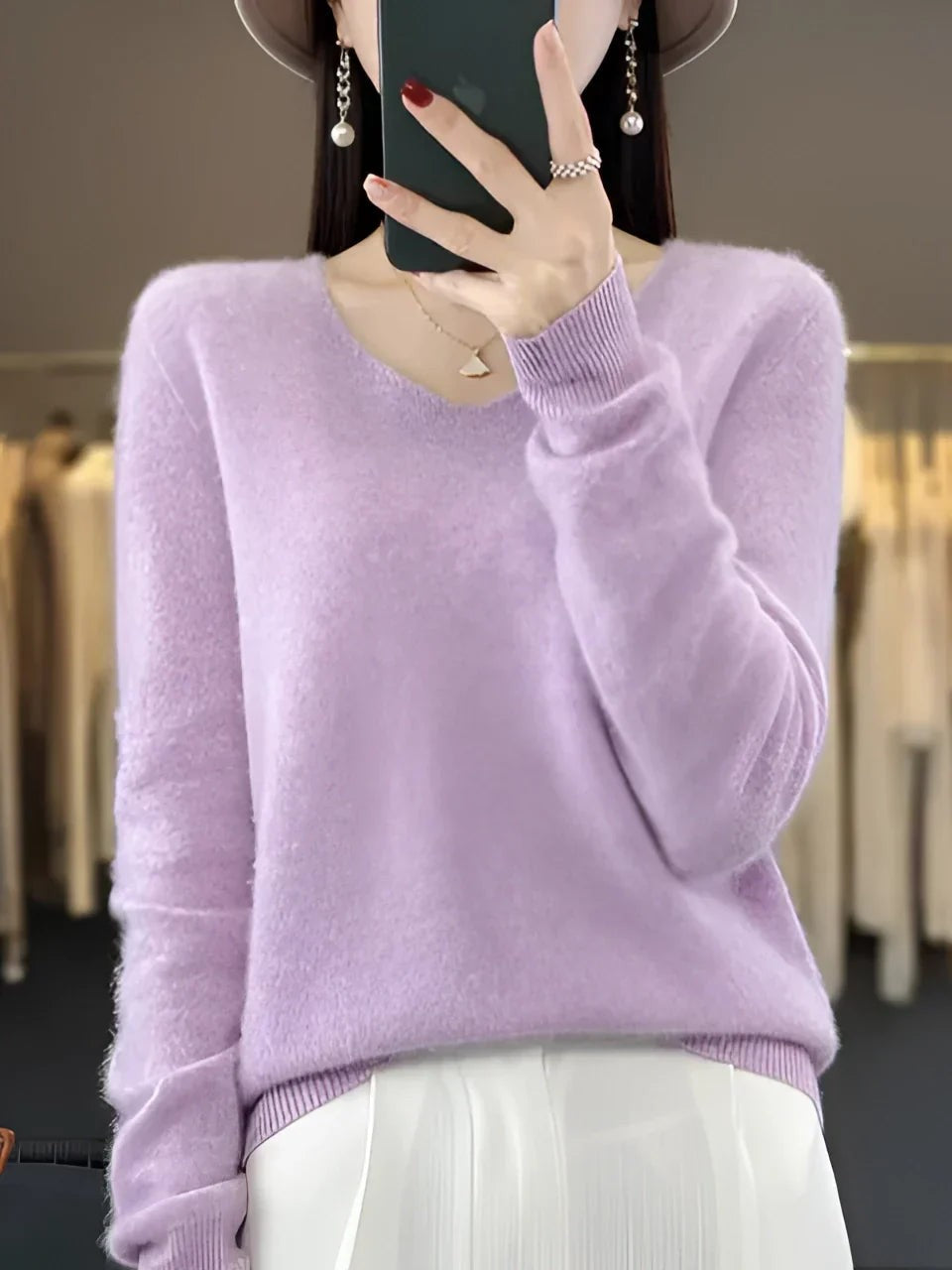 Purple soft round neck jumper