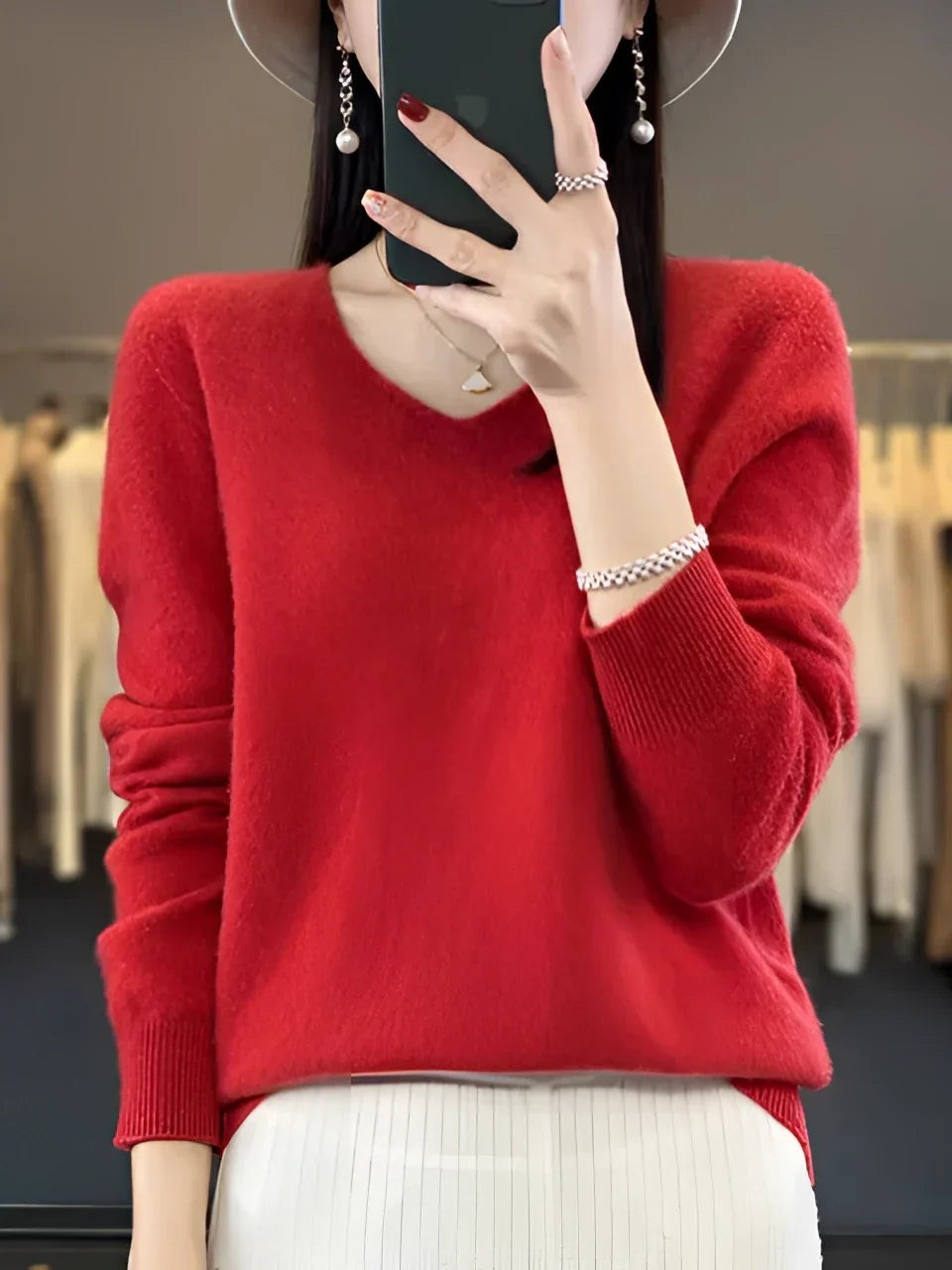 Red soft round neck jumper