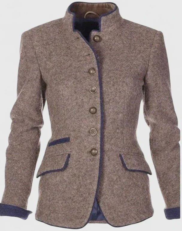 Stand collar tailored blazer