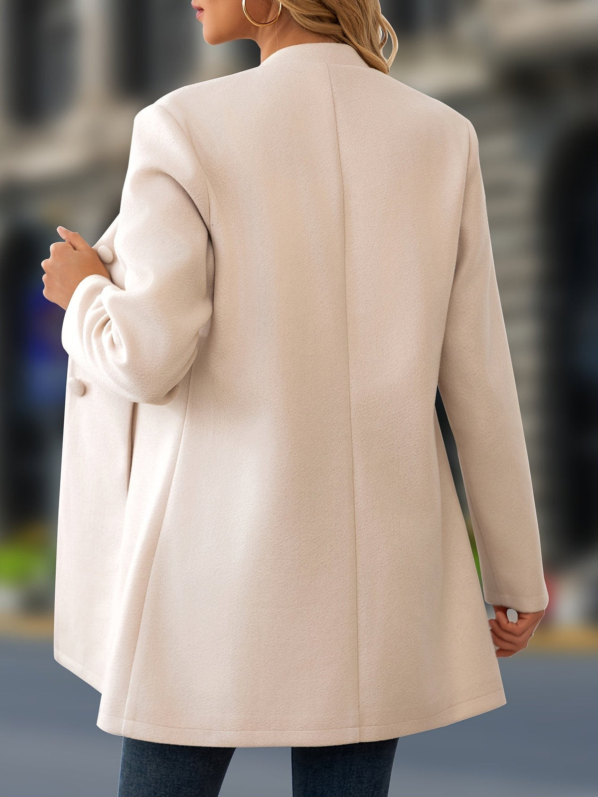 Stand-collar wool coat
