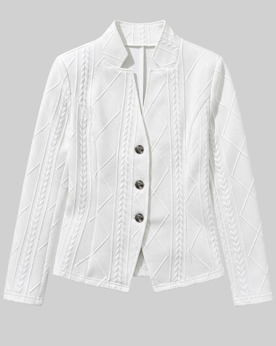 White textured knit blazer
