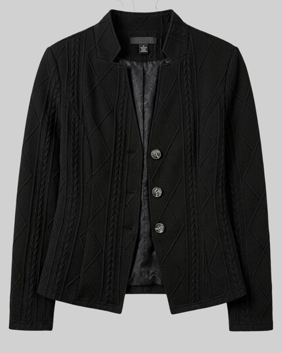 Black textured knit blazer