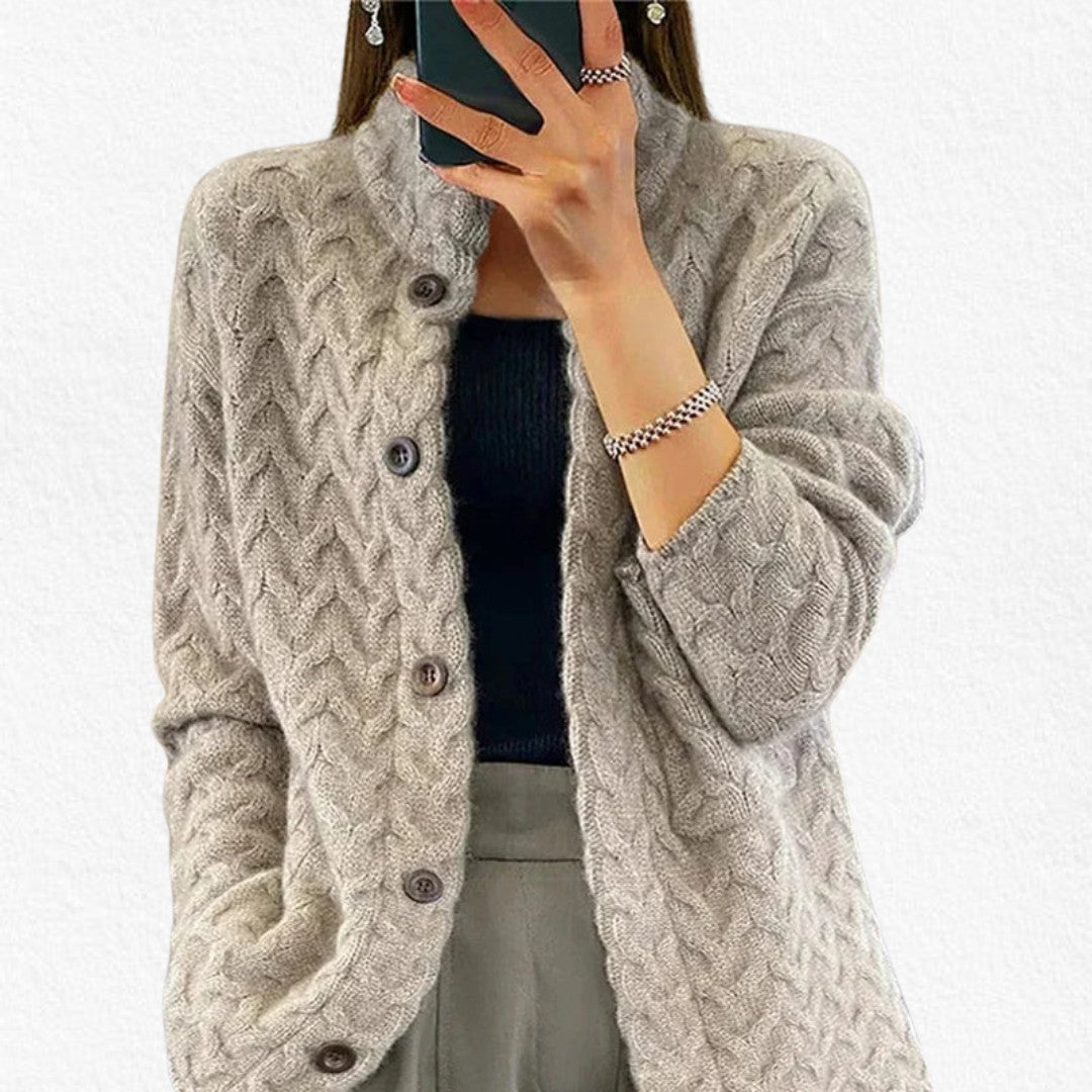 Light Gray textured knit button cardigan