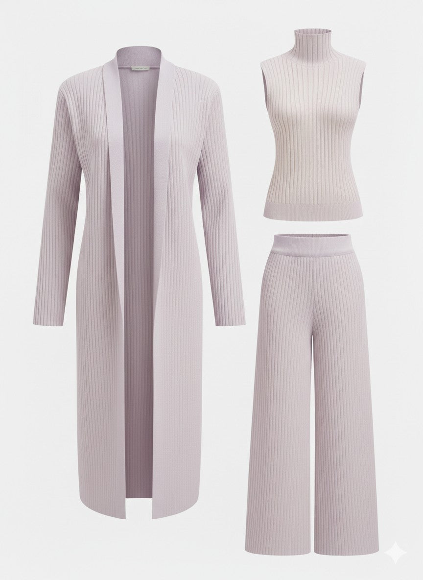 Three-piece knit lounge set