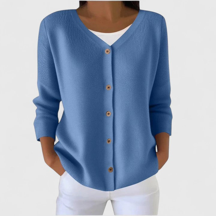 Blue v-neck button-front cardigan