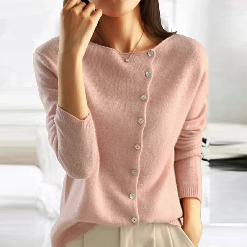 Pink v-neck button knit cardigan