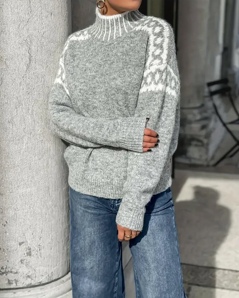 Wool fair isle high neck jumper