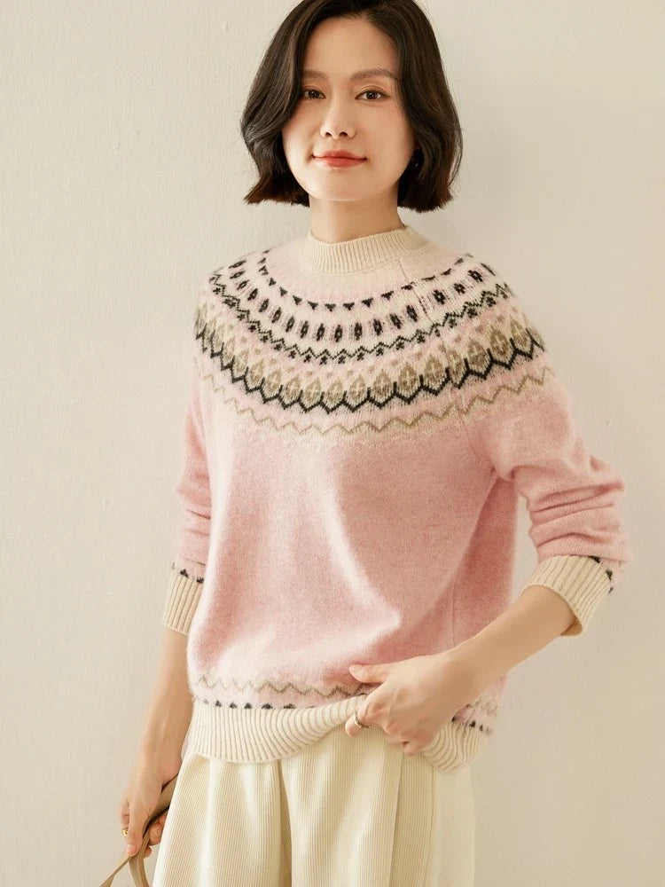 Pink wool fair isle jumper
