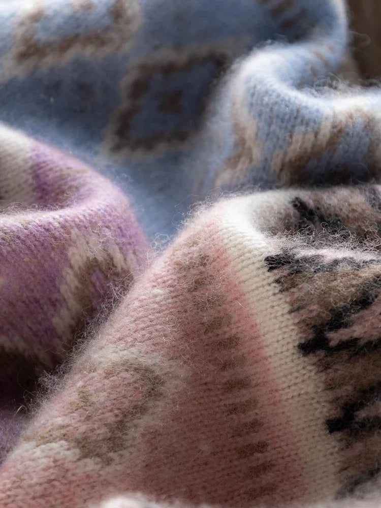 Wool fair isle mock neck jumper