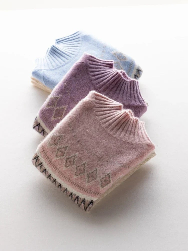 Wool fair isle mock neck jumper