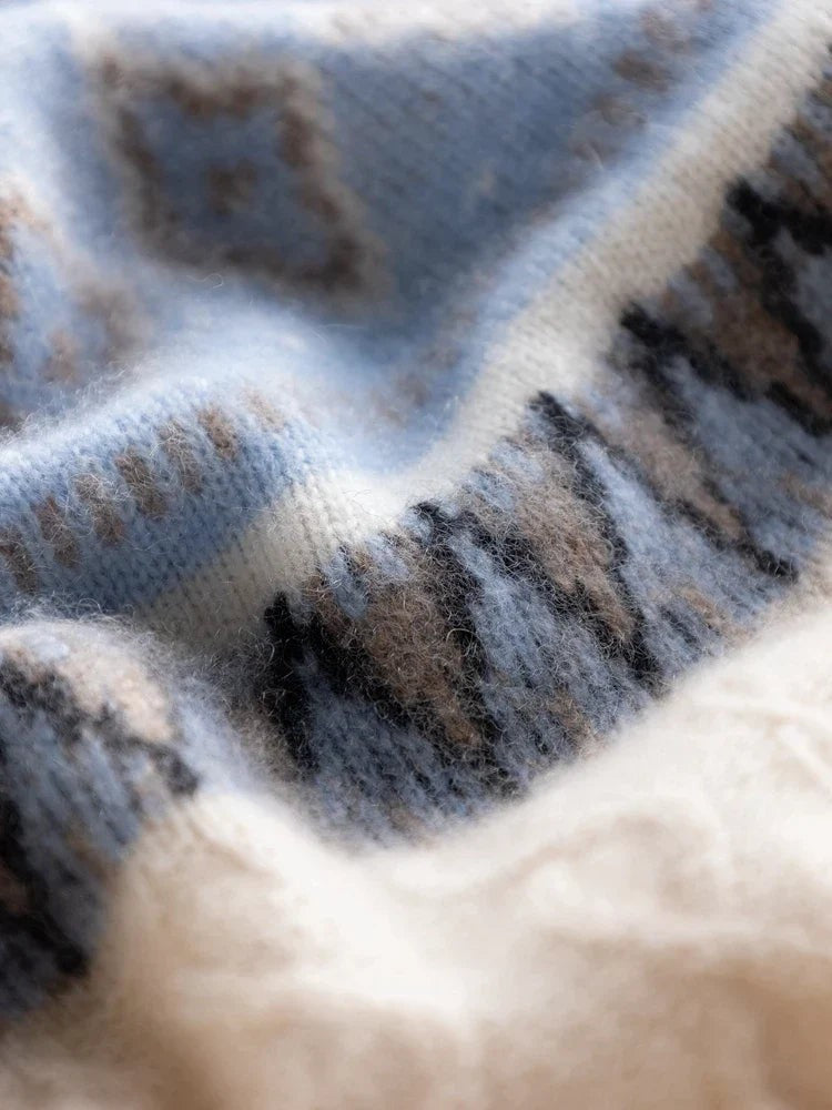 Wool fair isle mock neck jumper