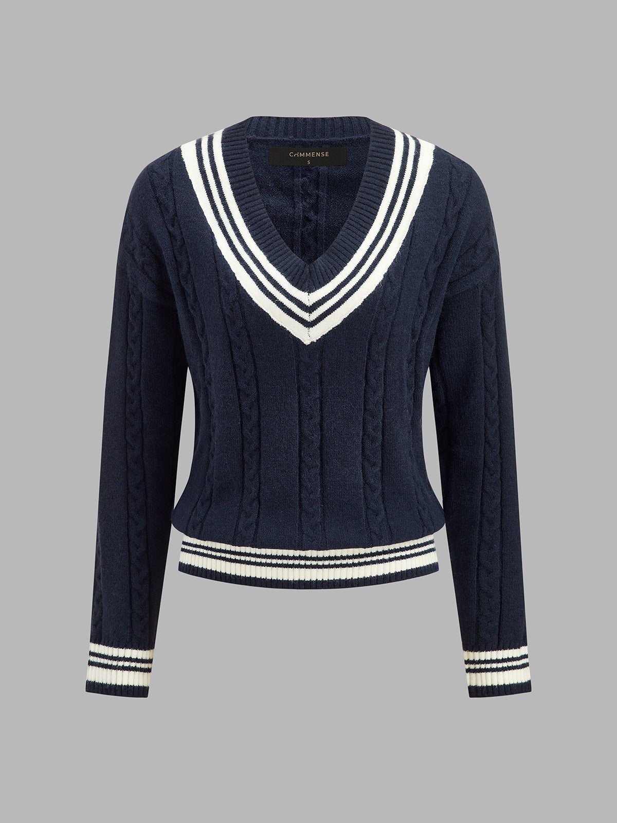 Wool mix cable knit cricket jumper
