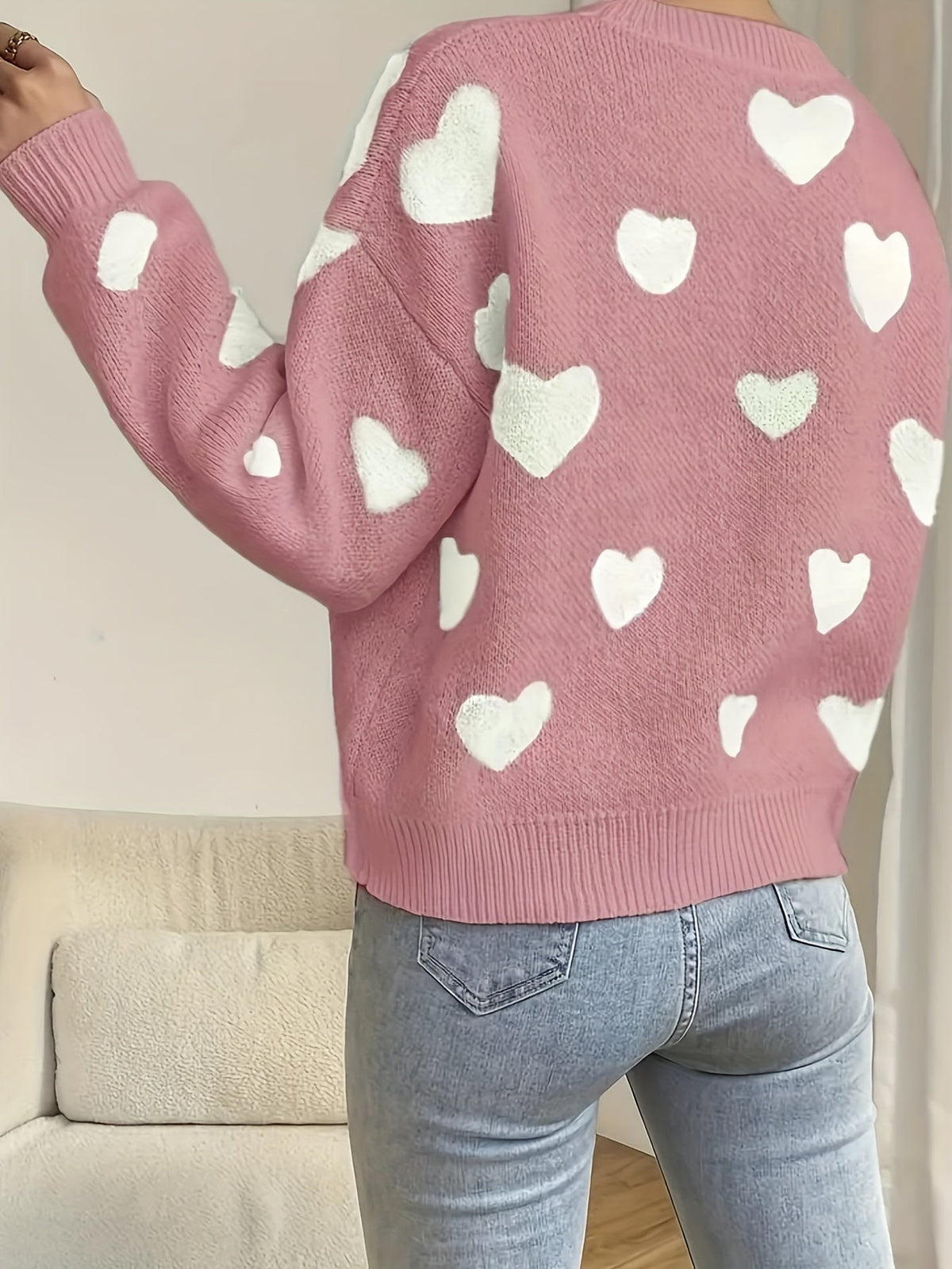 Wool mix heart knit jumper