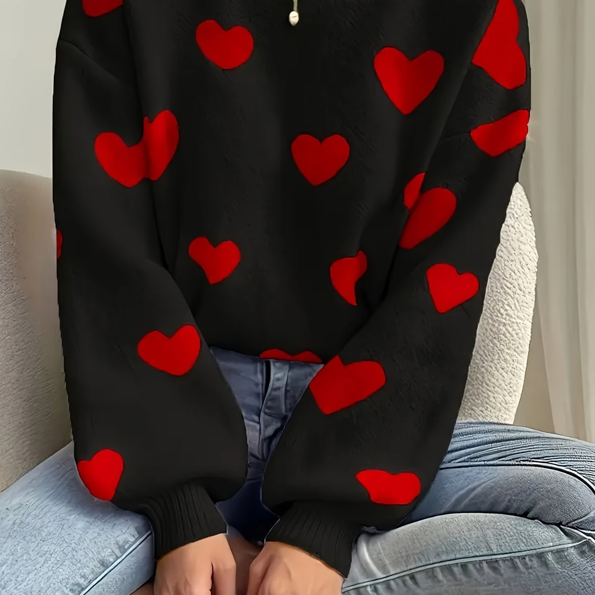 Wool mix heart knit jumper