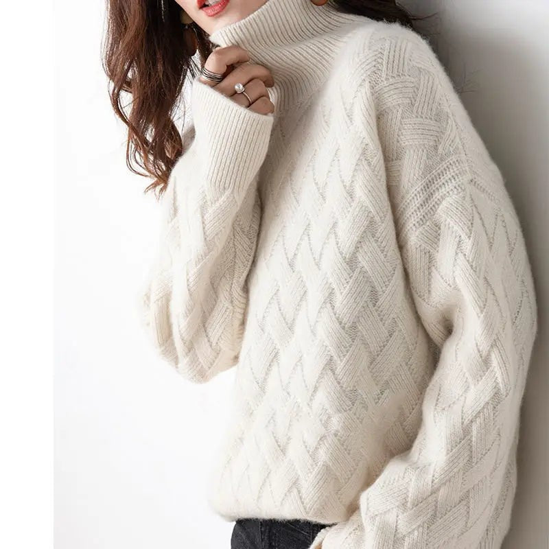 Wool mix roll neck jumper