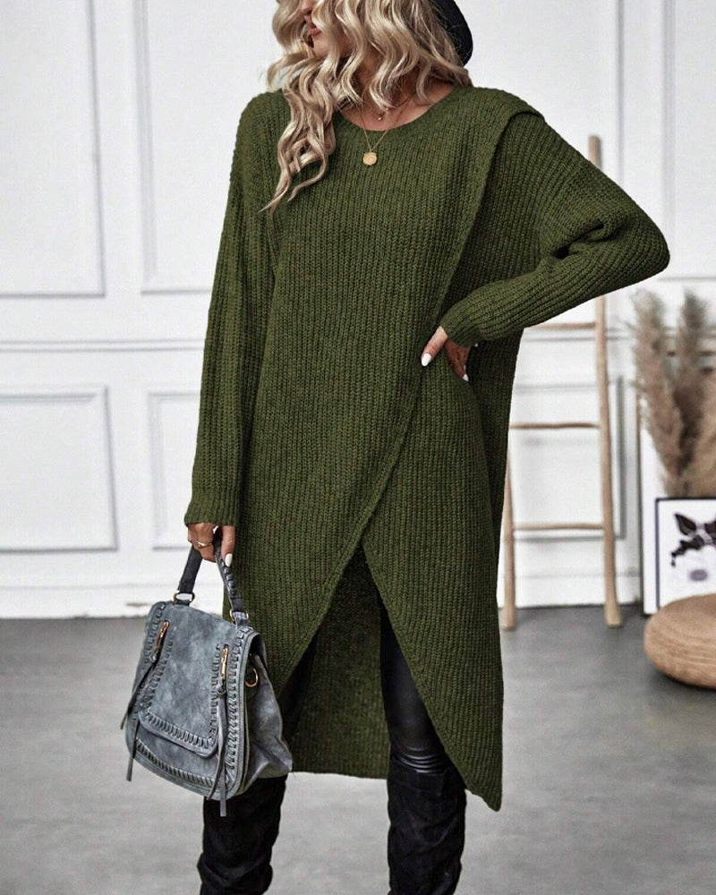 Wool wrap front jumper dress