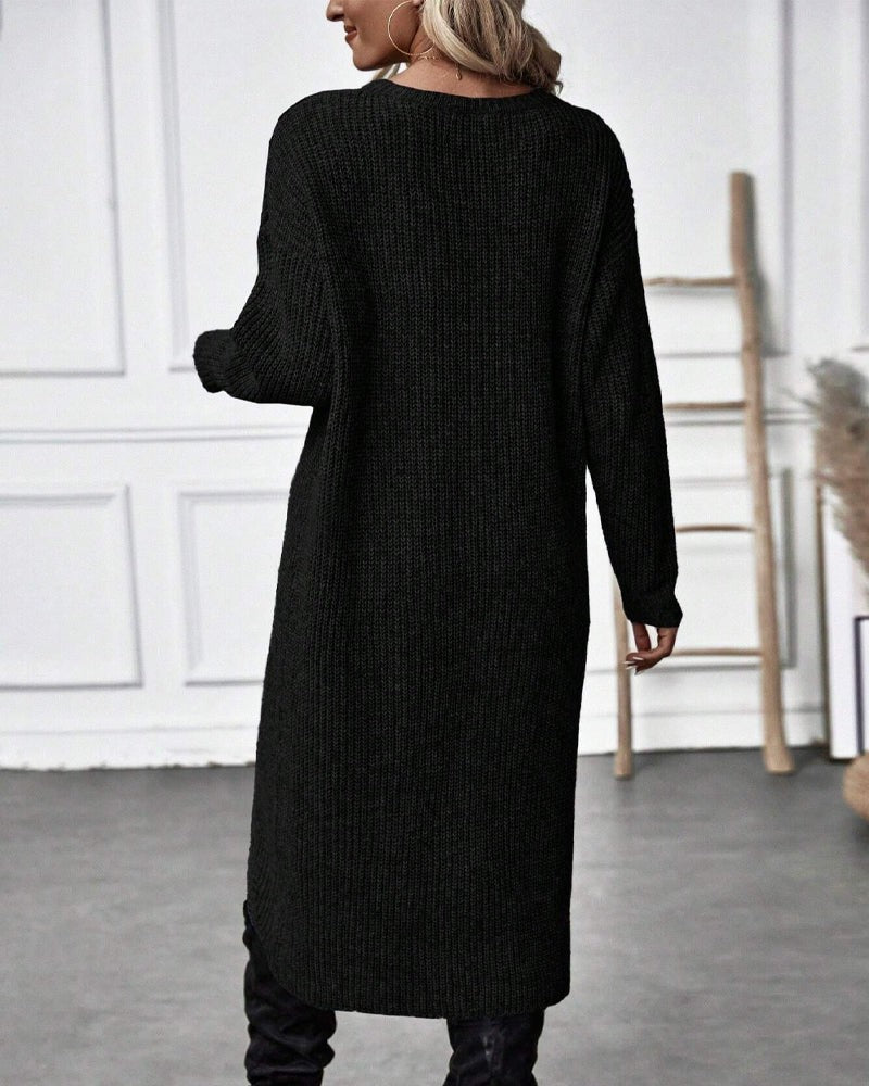 Wool wrap front jumper dress