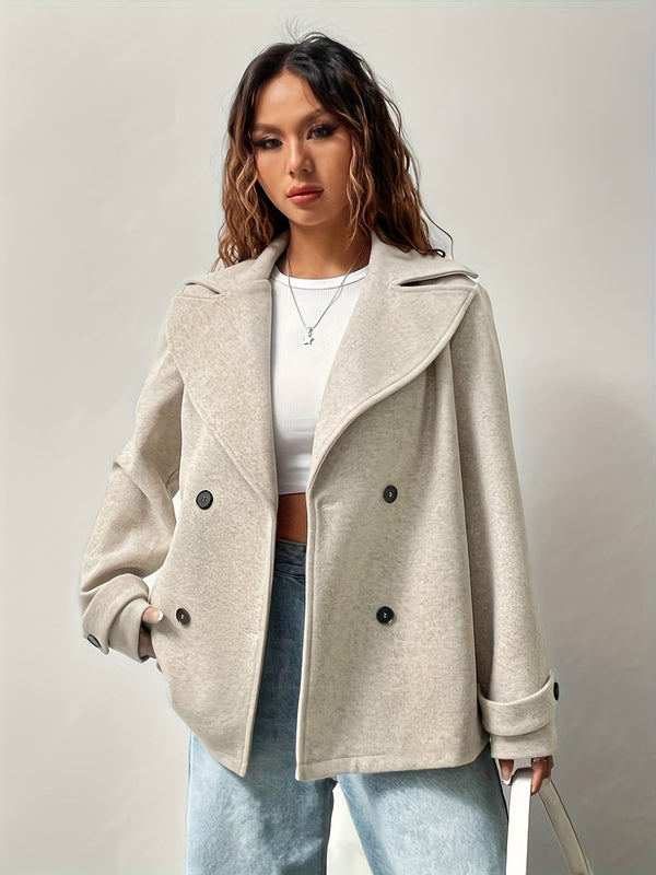 Beige double breasted pea coat
