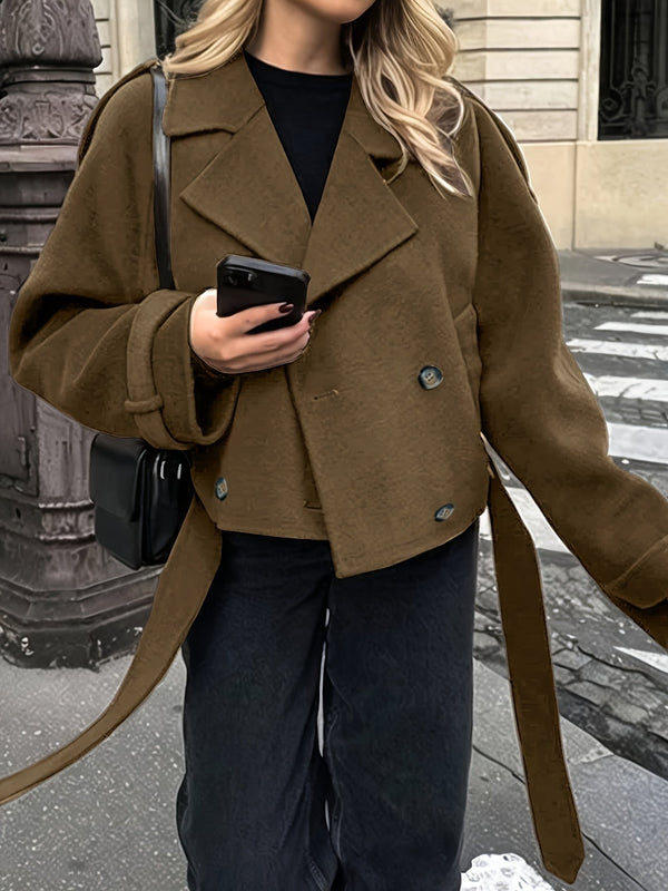 Belted cropped pea coat