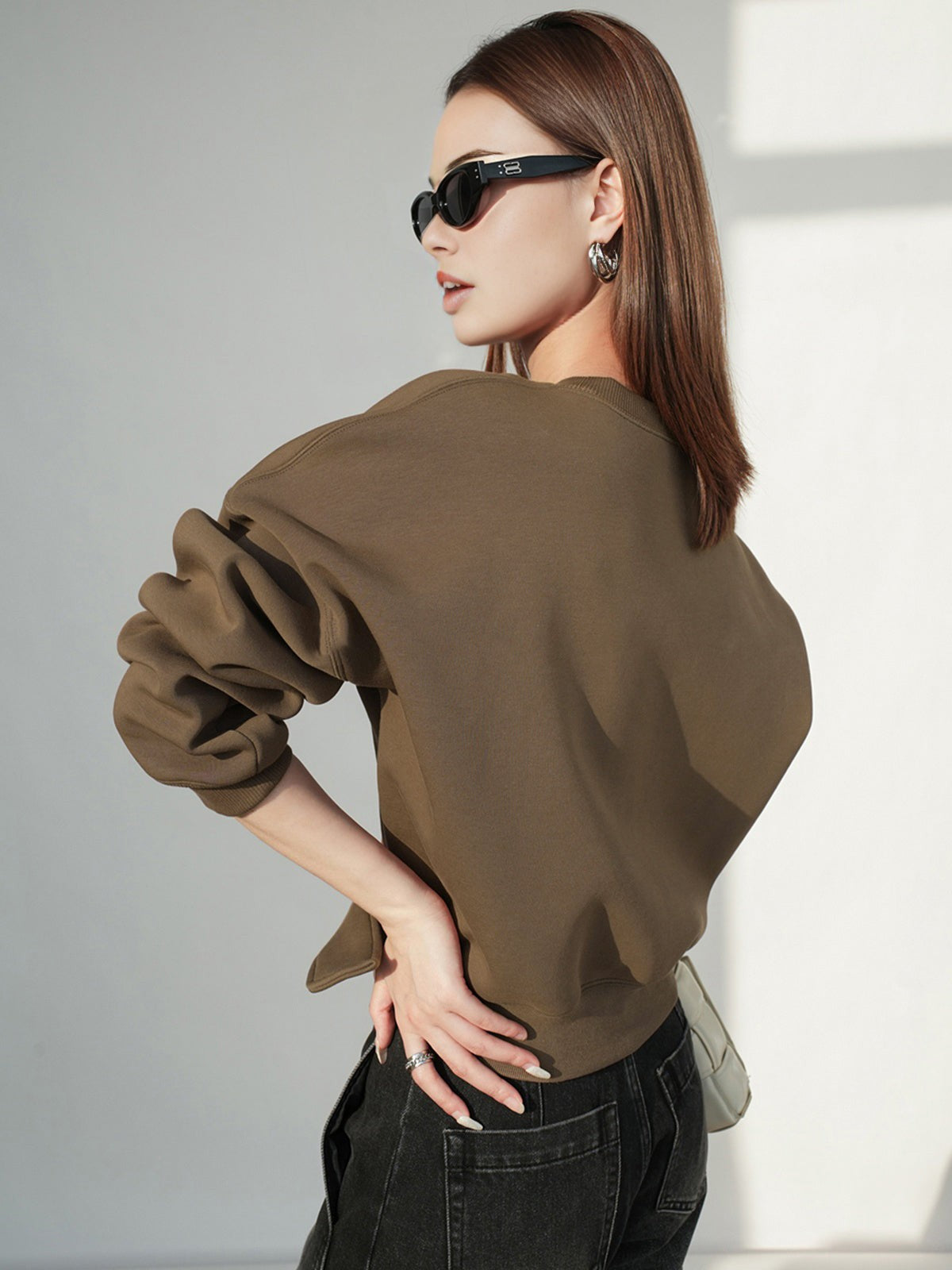Belted sweatshirt top