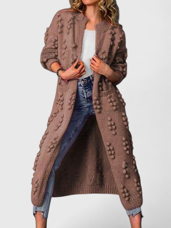 Coffee bobble knit longline cardigan
