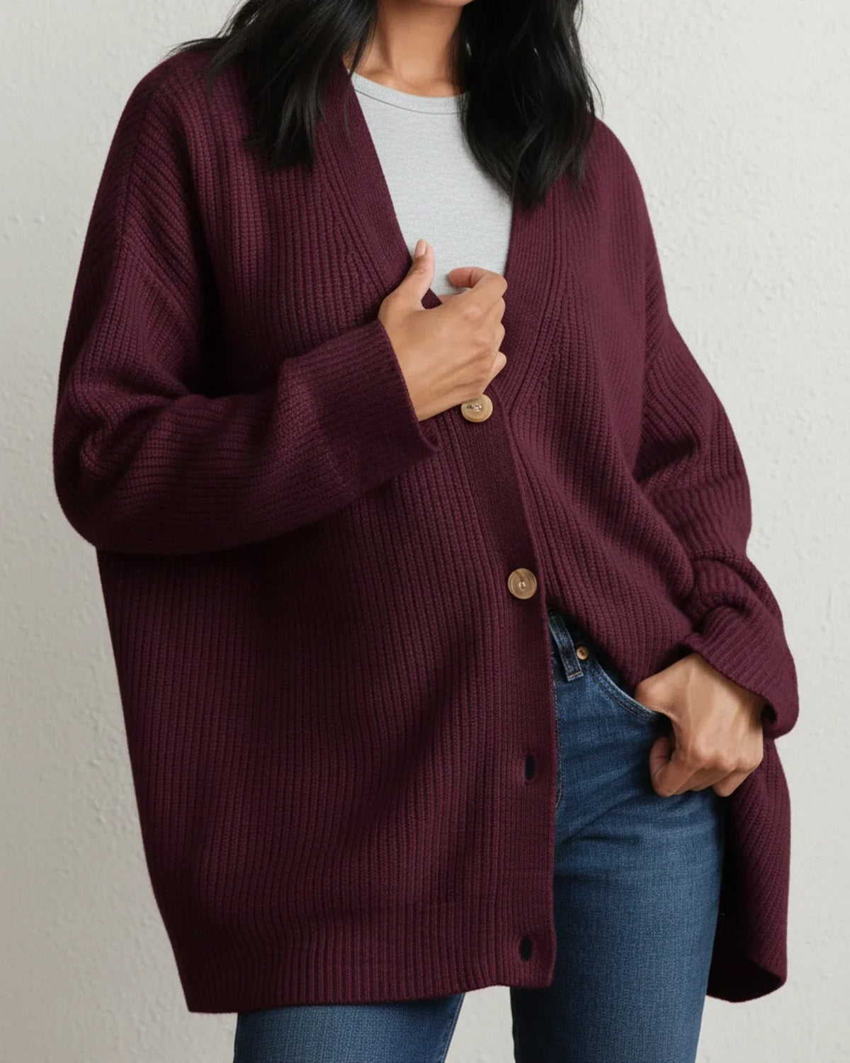 Red breton stripe oversized cardigan