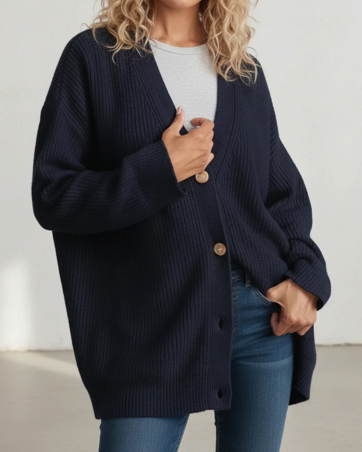 Navy Blue breton stripe oversized cardigan