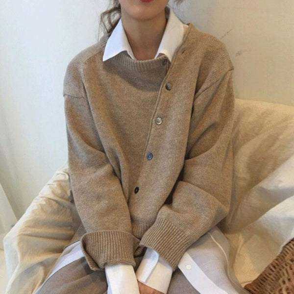 Button-front knit cardigan