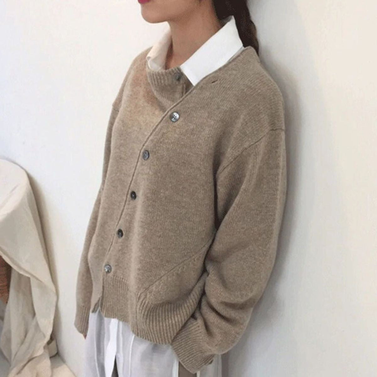 Button-front knit cardigan
