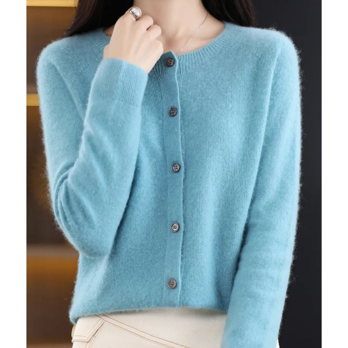 Light Blue button-up knit cardigan