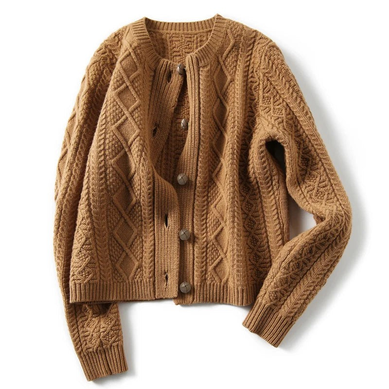 Cable-knit button cardigan