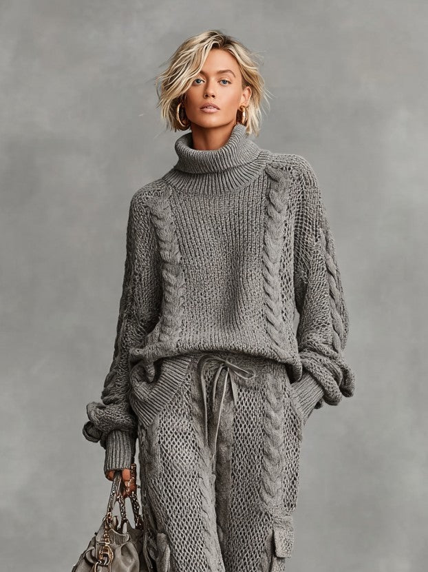 Cable knit cargo co-ord set