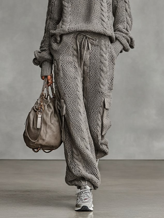 Cable knit cargo co-ord set