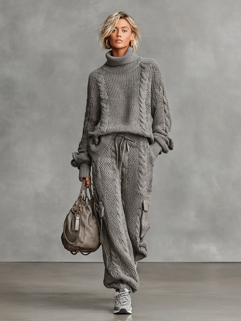 Cable knit cargo co-ord set
