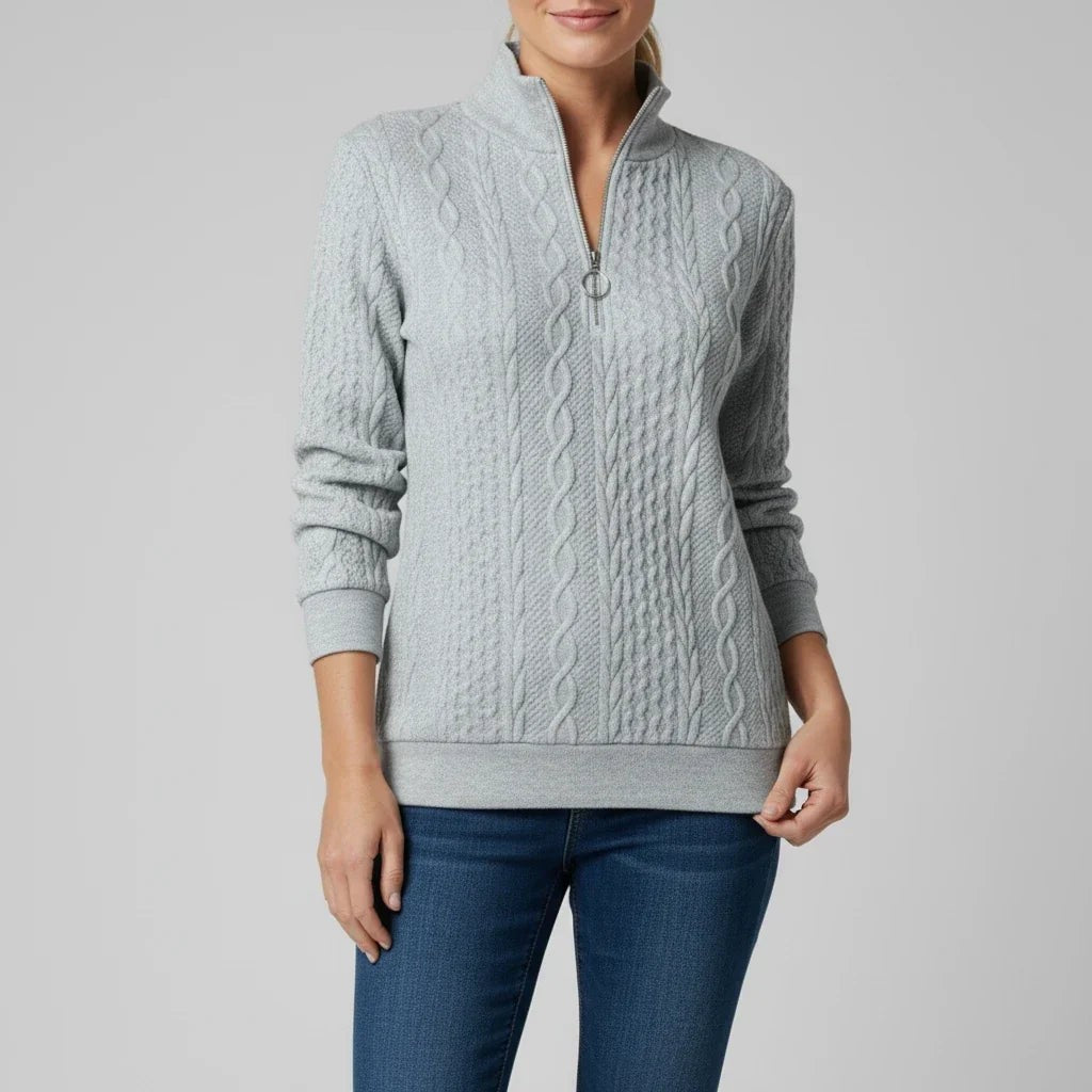 Cable knit quarter-zip jumper