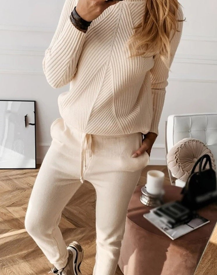 Apricot cable knit roll neck co-ord