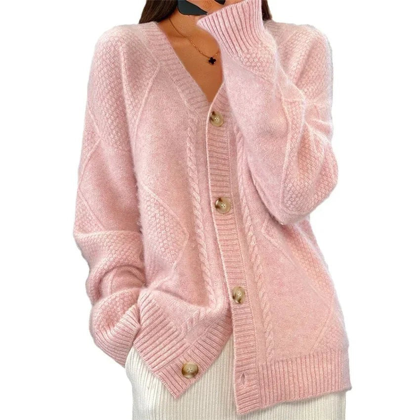 Cable knit v-neck cardigan