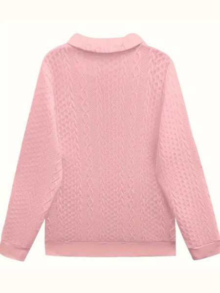 Cable textured zip sweatshirt