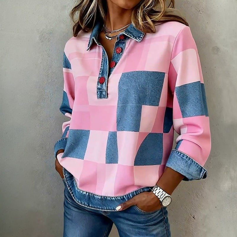Checked polo sweatshirt