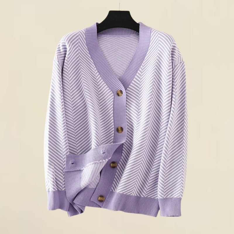 Purple chevron stripe v-neck cardigan