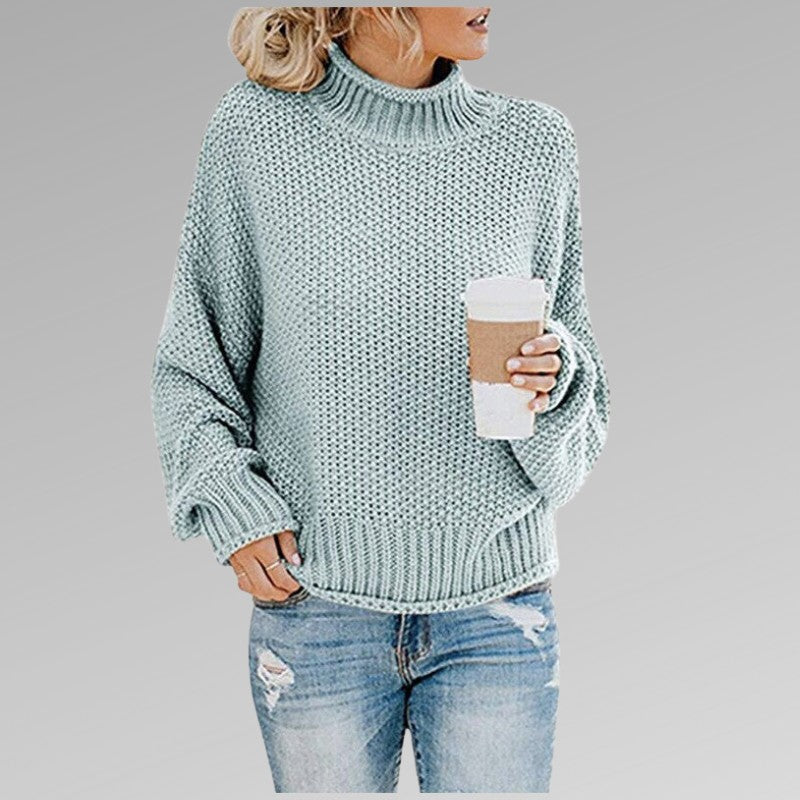 Baby Blue chunky knit roll neck jumper
