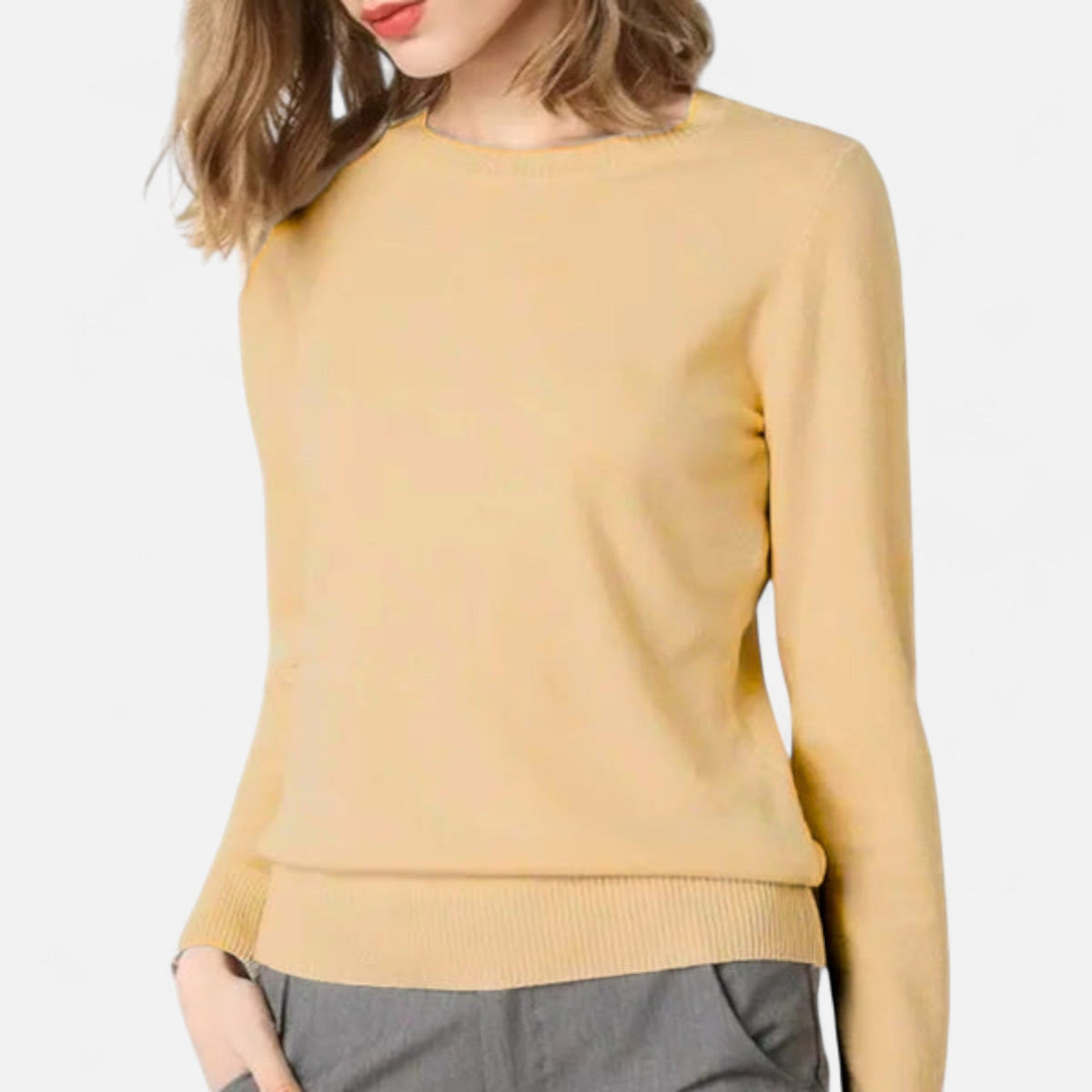 Beige classic crew neck jumper