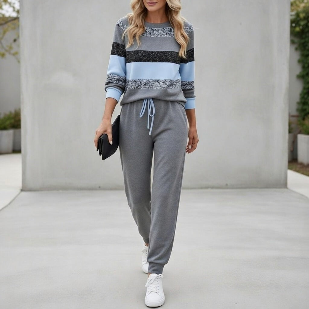 Blue colour block jogger lounge set