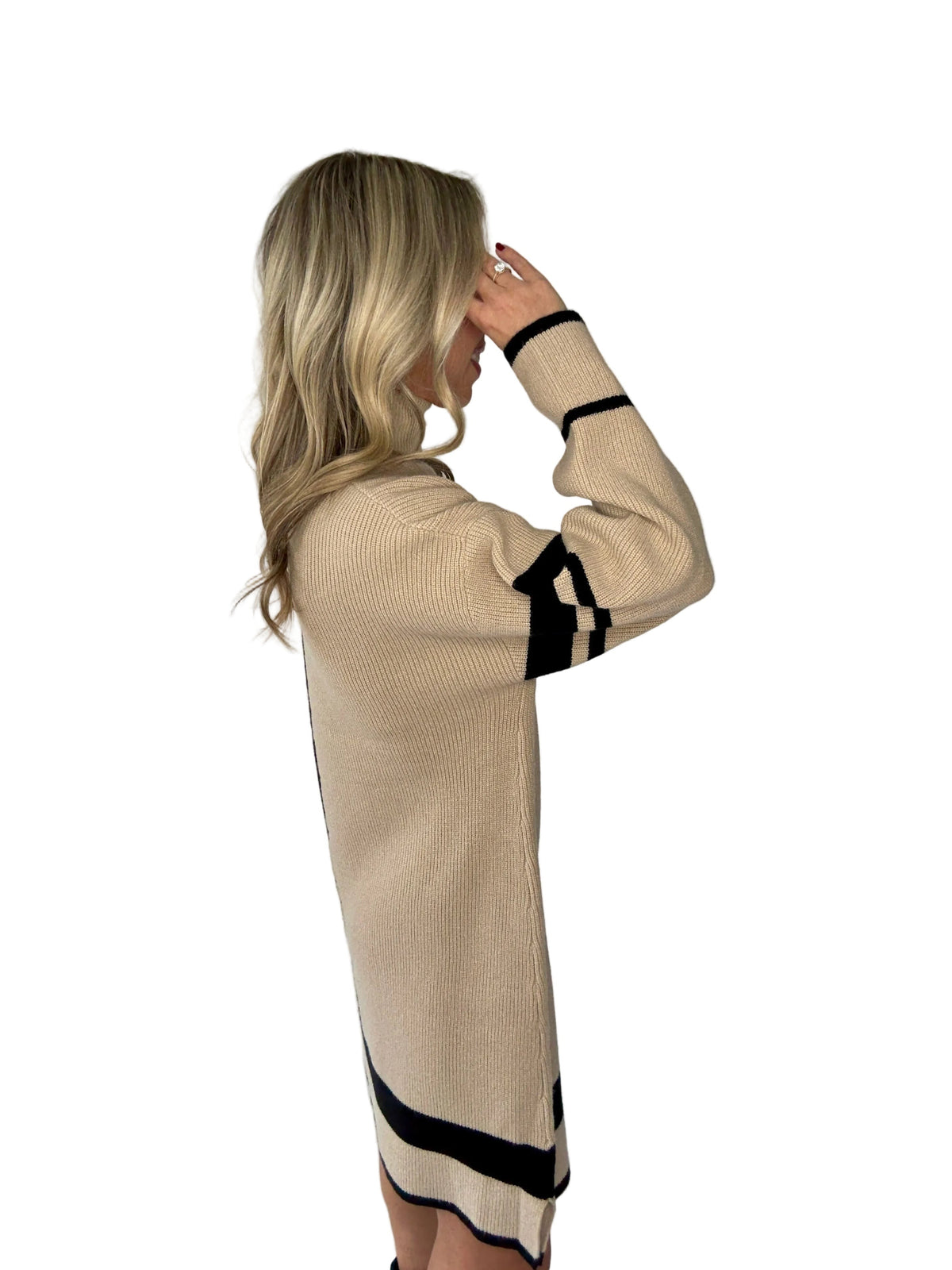Contrast roll neck jumper dress
