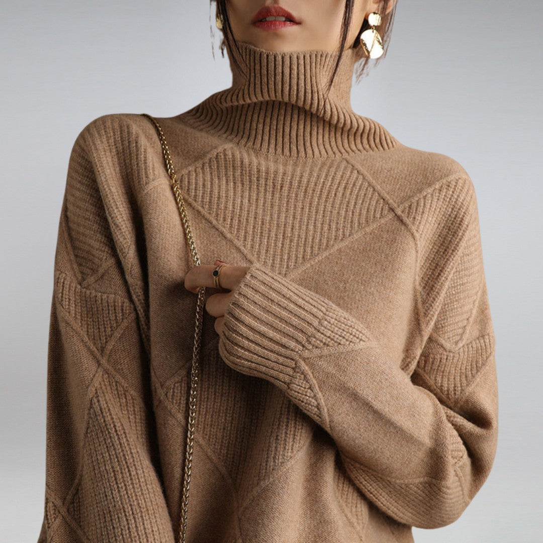 Diamond knit roll neck jumper