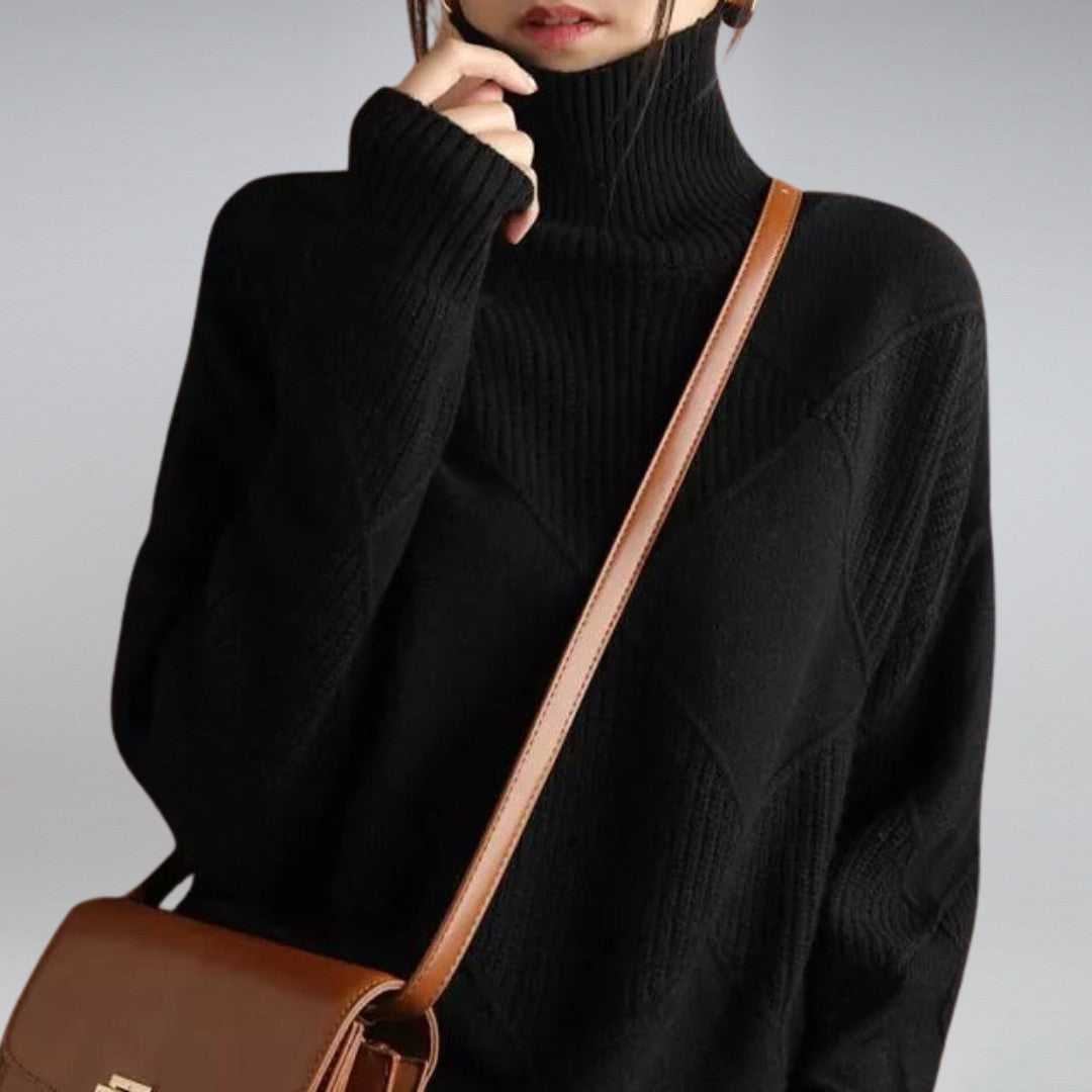 Diamond knit roll neck jumper