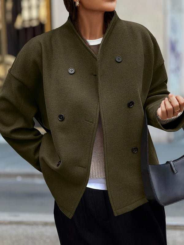 Double-breasted stand-collar pea coat