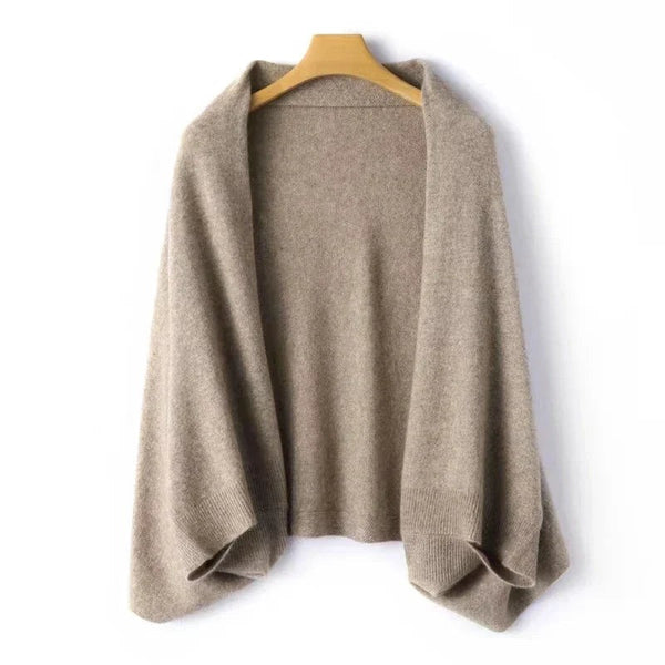 Brown draped open-front cardigan