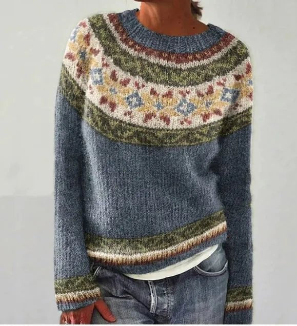 Grey/Stars fair isle boat neck jumper