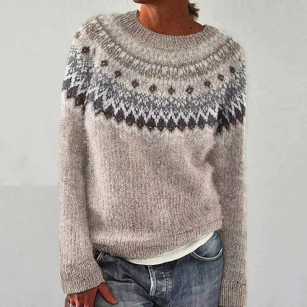 Gray fair isle crew neck jumper
